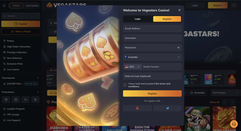 Vegastars game lobby